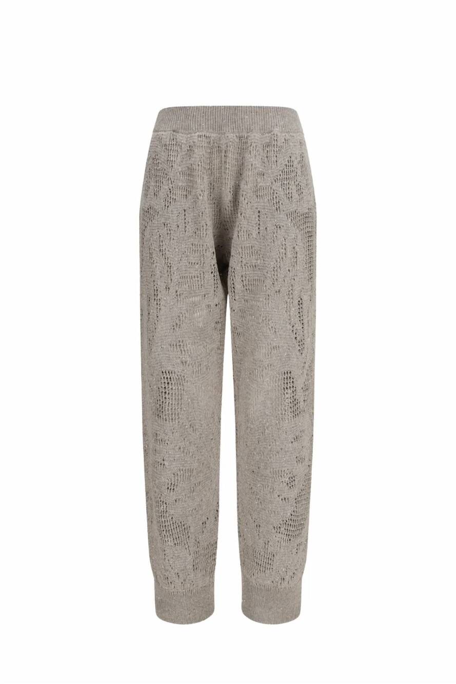 NEW BRUNELLO CUCINELLI women's track dazzling water lillies pant in beige